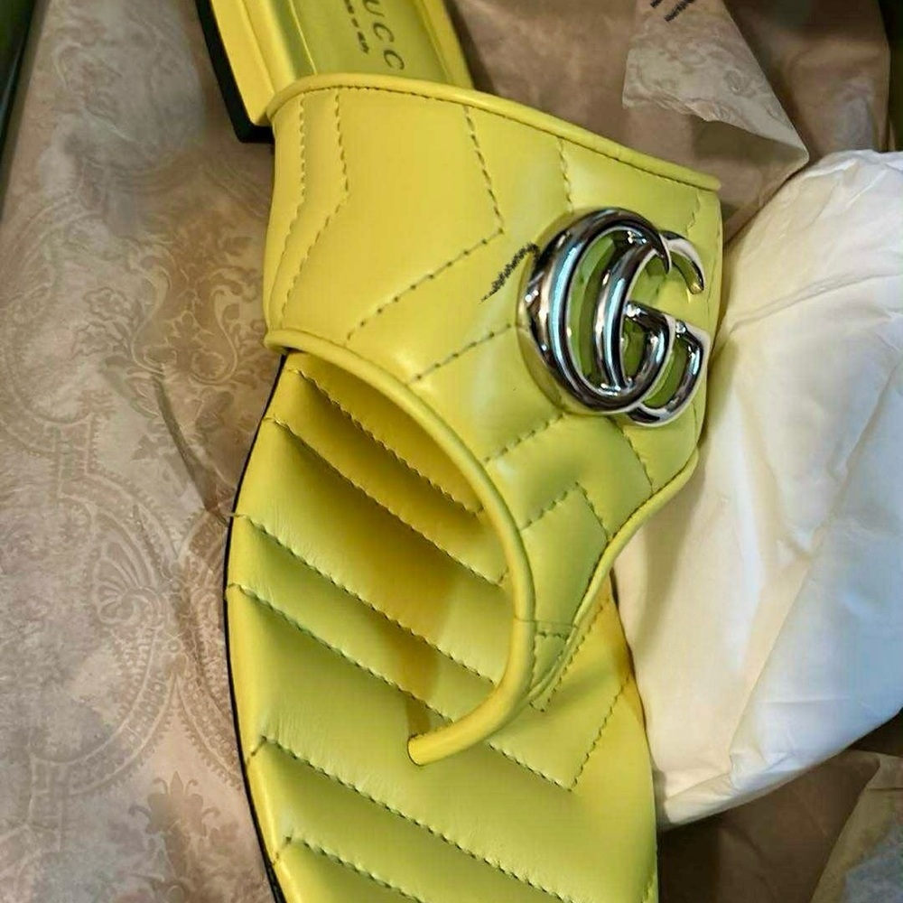 Gucci Women's Bright Yellow Quilted Sandals